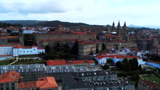 Santiago Compostela Nın Daki Insansız Hava Aracı Çekimi — Stok video