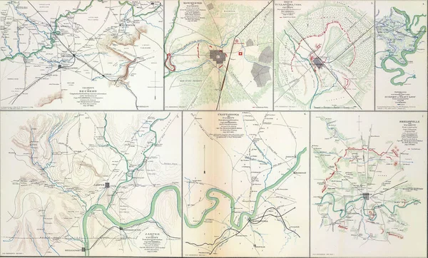 Zbliżenie Ujęcia Mapy Bitwy Chattanooga Vicinity Tenness 1863 Roku — Zdjęcie stockowe