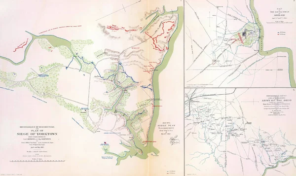 Nahaufnahme Der Landkarten Der Schlachtfelder Und Belagerung Von Yorktown Virginia — Stockfoto