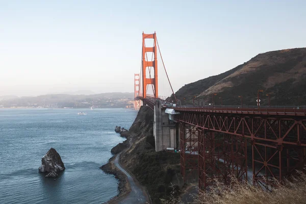 Une Vue Panoramique Pont Golden Gate Sur Fond Ciel Bleu — Photo