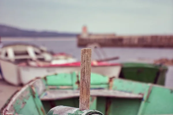 Close Rowboat Wand Center Photo Out Focus Seafaring Background — Stock Photo, Image