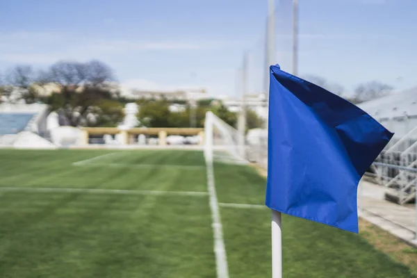 Una Bandera Esquina Campo Fútbol Durante Día —  Fotos de Stock