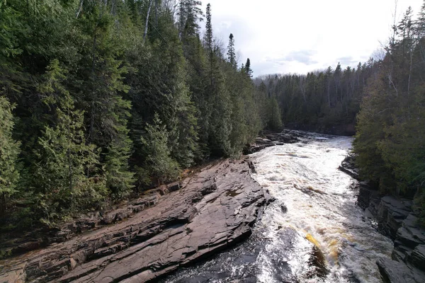 Vue Grand Angle Paysage Avec Une Rivière Des Forêts Des — Photo