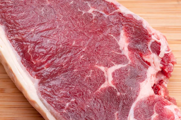 Bio Nyers New York Szalag Steak Vágott Grillezésre Kész — Stock Fotó