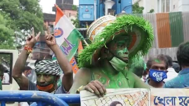 Trinamool Kongresszus Párt Tagja Aktivista Gyűlt Össze Egy Tiltakozó Rally — Stock videók