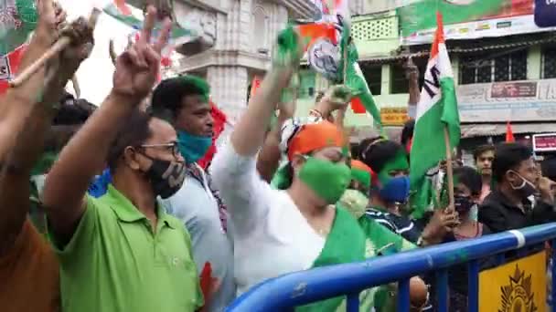 Membros Partido Congresso Trinamool Ativistas Reuniram Para Comício Protesto Protestando — Vídeo de Stock