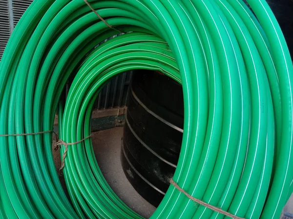 Close Estoque Tubo Plástico Verde Loja Para Vender — Fotografia de Stock