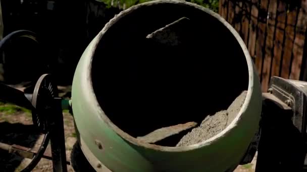Крупним Планом Цементний Змішувач Кадри — стокове відео