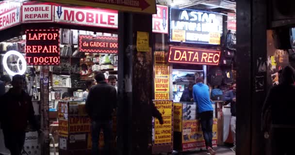 Nehru Place Stor Nav Sydasien Som Handlar Försäljning Inköp Reparation — Stockvideo