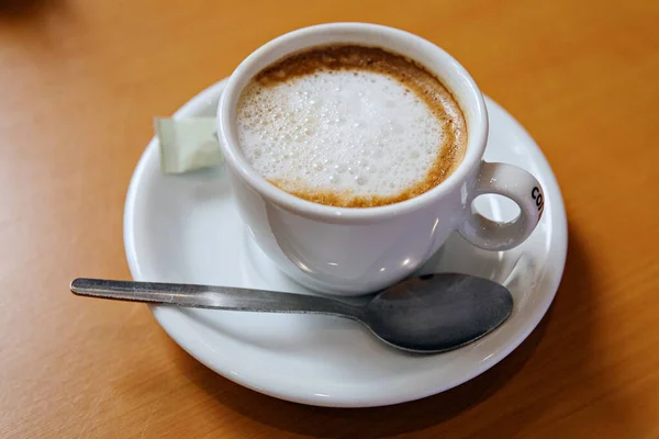 Een Hoge Hoek Shot Van Een Kopje Hete Koffie — Stockfoto