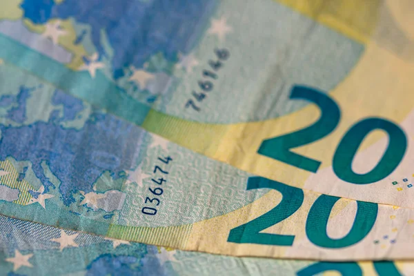 Eine Nahaufnahme Von Euro Banknoten Details Weltgeld Inflation Und Sparkonzept — Stockfoto