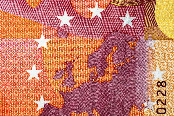 Eine Nahaufnahme Der Details Der Euro Banknote Weltgeld Inflation Und — Stockfoto