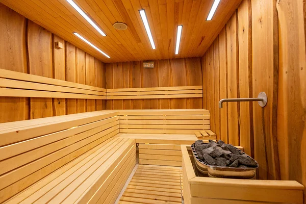 Interior Banho Sauna Madeira Marrom — Fotografia de Stock