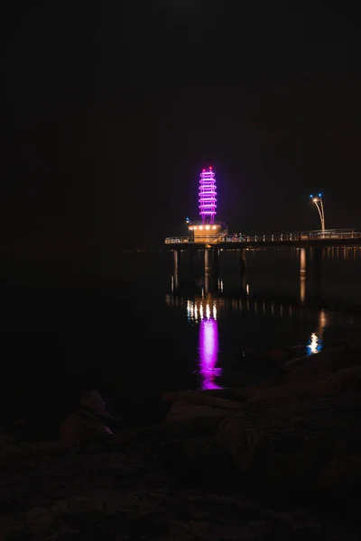 Krásný Záběr Nočních Světel Spencer Smith Park Burlingtonu Kanada — Stock fotografie