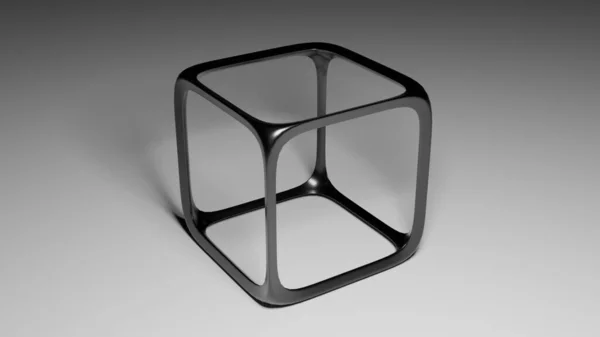 Rendering Cubo Metallo Nero — Foto Stock