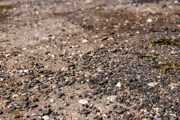 Eine Nahaufnahme Oberflächenstruktur Mit Kleinen Kieselsteinen Auf Schmutzigem Boden — Stockfoto