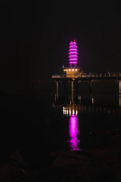 Eine Schöne Aufnahme Von Nachtlichtern Spencer Smith Park Burlington Kanada — Stockfoto