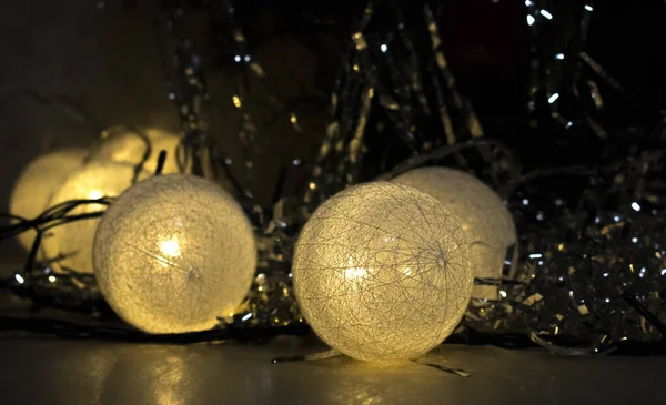 Крупним Планом Знімок Різдвяної Прикраси Білими Лампами — стокове фото