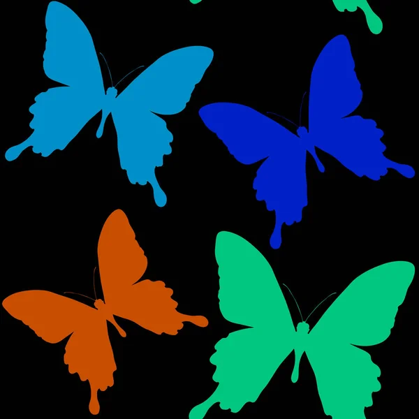 蝶のシルエットのシームレスなパターンのイラスト — ストック写真