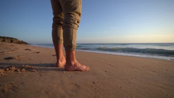 Ein Mann Geht Strand Spazieren — Stockvideo