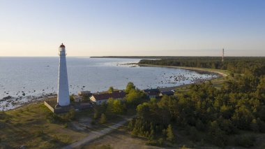 A view of the scenic Baltic sea with the Tahkuna Lighthouse on the shoreline clipart