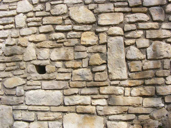 Close Van Een Stenen Muur Gemaakt Van Zandstenen Met Verschillende — Stockfoto