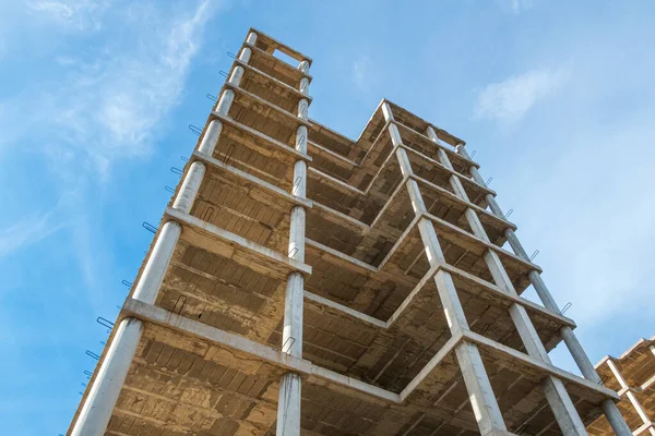 Eine Flache Aufnahme Des Baus Eines Modernen Wohnhauses Sonnenlicht — Stockfoto