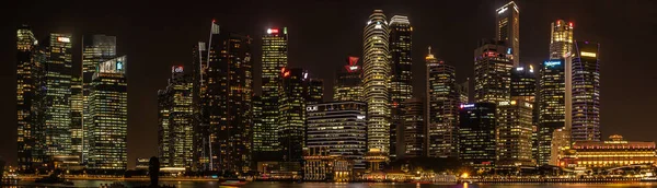 Singapore Singapore Nov 2017 Skyline Singapore Gold Color Lights Night — стокове фото