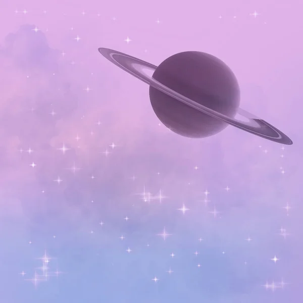 Illustration Planet Stjärnhimlen Rosa Färger — Stockfoto