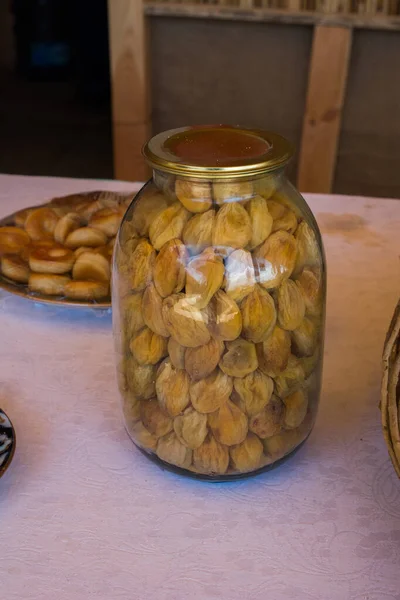 Closeup Shot Canned Fruit Jar — Stock Photo, Image