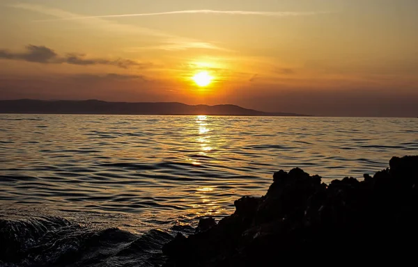 Uma Vista Deslumbrante Pôr Sol Panorâmico Sobre Mar Adriático — Fotografia de Stock