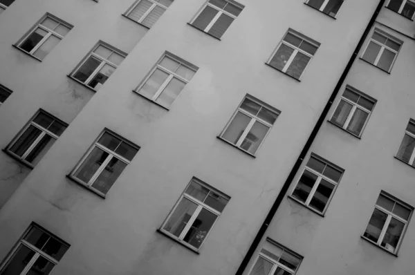 Grayscale Shot Fragment Old Style Building Facade — Stock Photo, Image