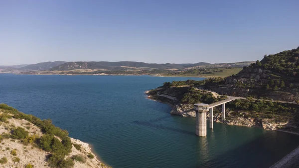 Luftaufnahme Des Stausees Und Staudamms Von Guadalcacin Cadiz Spanien — Stockfoto