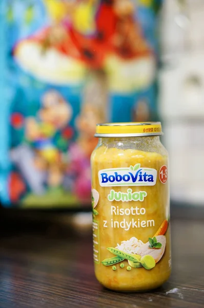 Poznan Poland Apr 2016 Bobovita Junior Baby Food Risotto Turkey — Stok Foto