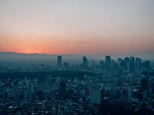 東京の街並みを一望できる絶景の夕日 — ストック写真