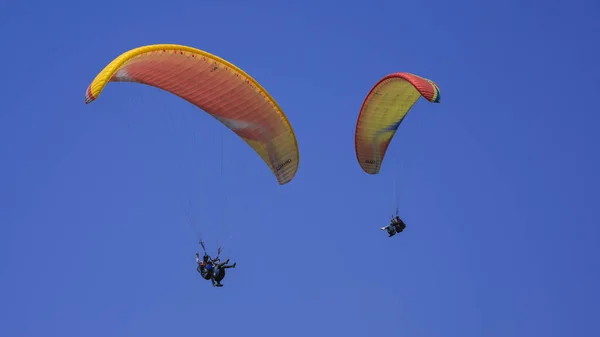 Pok Nepal Mar 2021 People Paragliding Pokhara Adventure — Stock Photo, Image