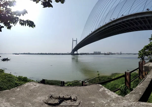 Vidyasagar Setu Híd Hooghly Folyó Felett Kalkuttában Indiában — Stock Fotó