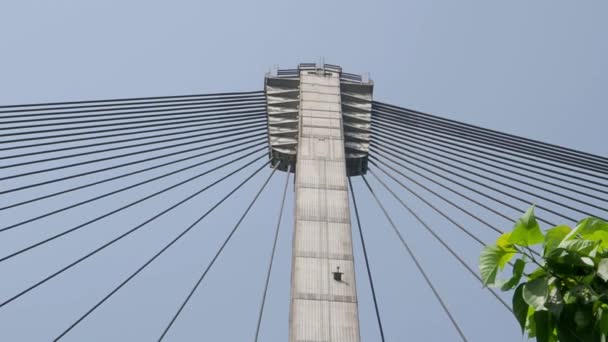 Low Angle View Vidyasagar Setu Bridge Sunlight Kolkata India Shot — Stockvideo