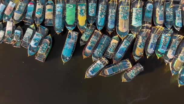 Bateaux Pêche Dans Lac Journée Ensoleillée Dans Mer — Video