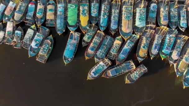 Barcos Pesca Lago Día Soleado Mar — Vídeos de Stock