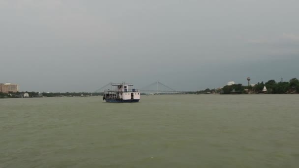 Widok Vidyasagar Setu Linii Promowej Która Płynie Rzece Ganges Piękne — Wideo stockowe