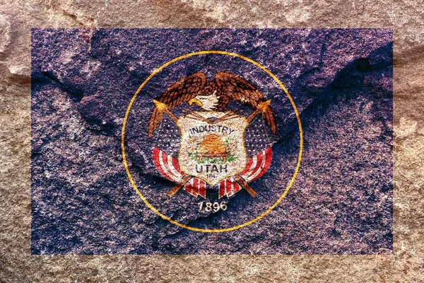 Faded Utah State Flag Icon Pattern Isolated Weathered Solid Rock — ストック写真