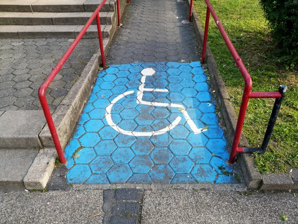 Closeup Shot Sign People Special Needs Street Parking — Stock Photo, Image