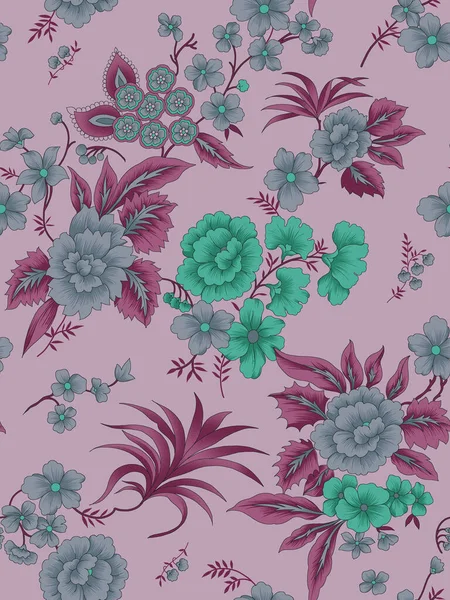 Illustration Gray Green Roses Pink Background — Stock Photo, Image