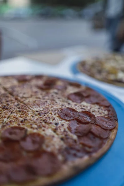 Ízletes Pizza Szelektív Fókusza — Stock Fotó