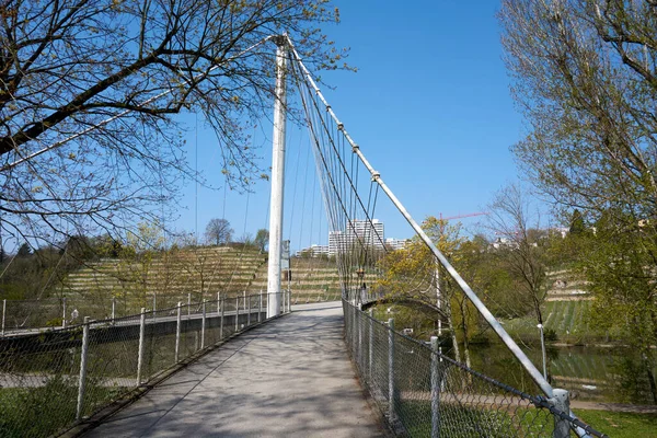 Eine Nahaufnahme Der Hängebrücke Über Den Neckar Stuttgart — Stockfoto