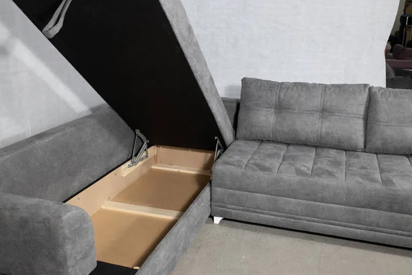 Grey Corner Sofa Home — Stock Photo, Image
