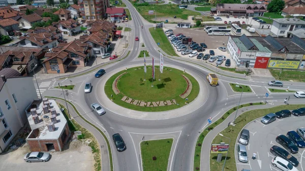 Luftaufnahme Eines Kreisverkehrs Prnjavor Bosnien Und Herzegowina — Stockfoto