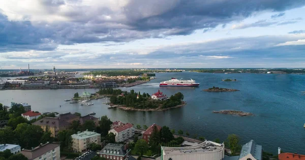 Helsinki Finland Jun 2018 Aerial Drone View Viking Line Ferry — Stock Photo, Image