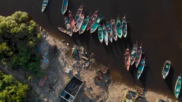 Una Representación Una Vista Aérea Del Puerto Pondicherry Con Barcos — Vídeos de Stock